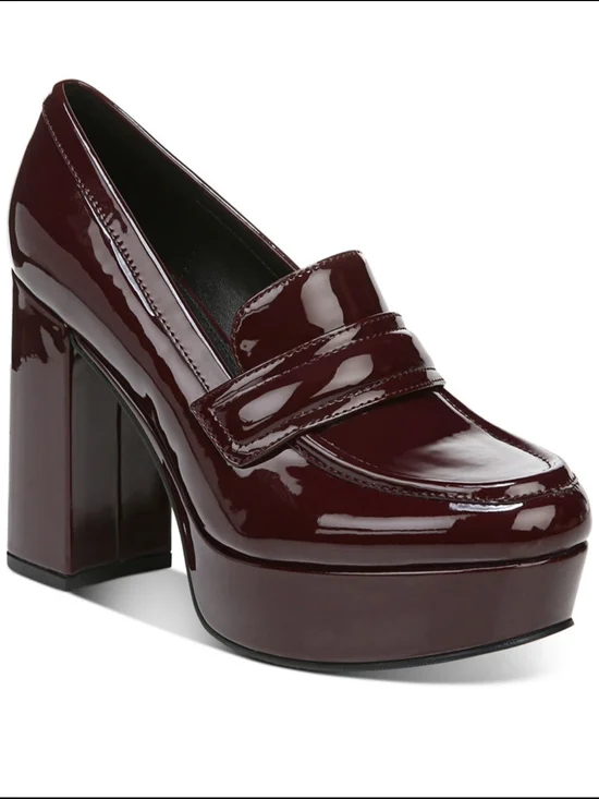 Bar III Wine Burgundy Patent Platform Loafer - Picture 1 of 4